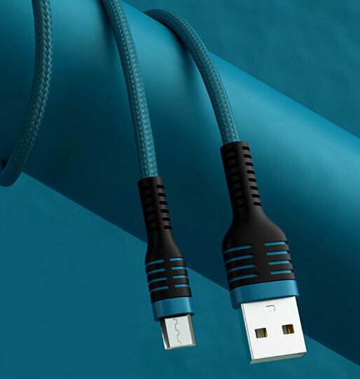[Pack of 2] Two-color data cable suitable for Android fast charging extended braided charging cable (Android interface android-2 meters blue [woven yarn type]