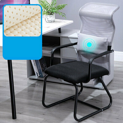 Office chair staff conference chair (003 gray mesh high back massage lumbar pillow + latex cushion)