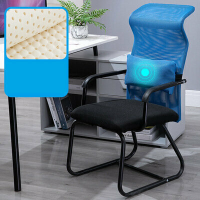 Office chair staff conference chair (003 blue mesh high back massage lumbar pillow + latex cushion)