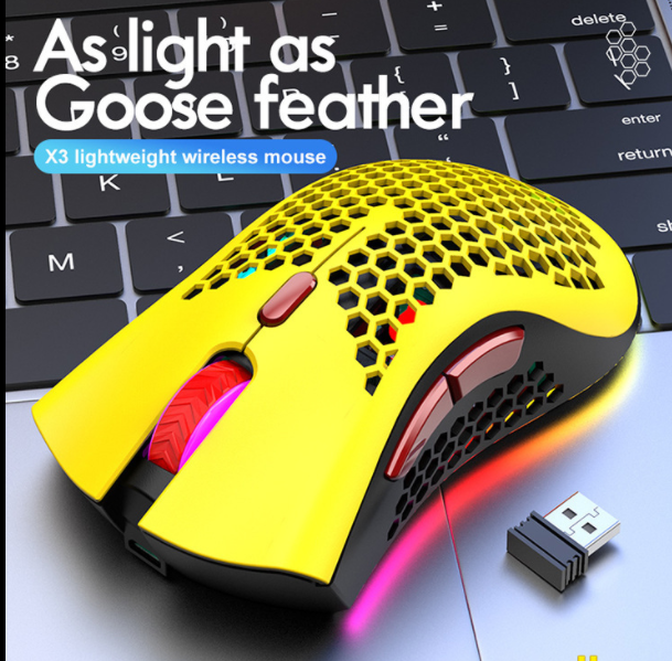 Lightweight wireless gaming mouse (Freewolf X3 yellow)