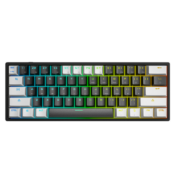 新款裂紋K620電競機械有線鍵盤（白黑雙拼旗艦版-紅軸）