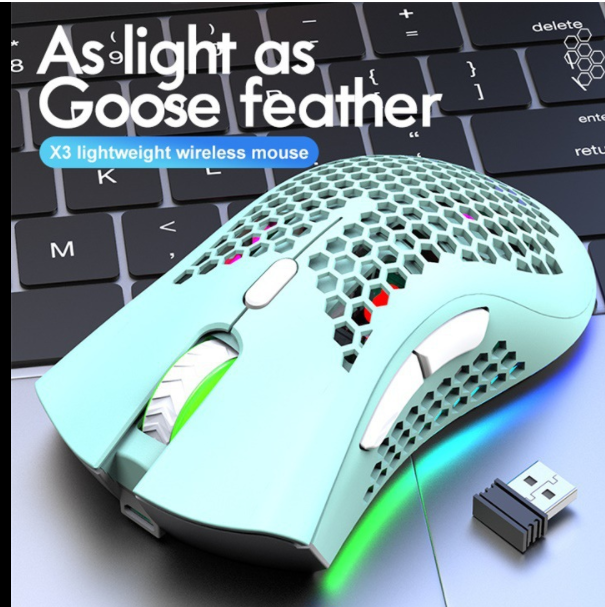 Lightweight wireless gaming mouse (Free Wolf X3 Macaron Green)