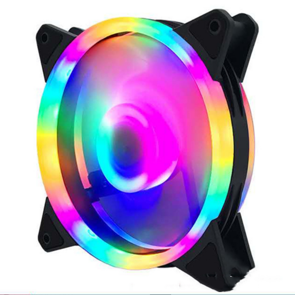 Aurora solar eclipse, double aperture, thin circle glowing inside and outside, 12CM computer case fan (double aperture rainbow inside and outside)