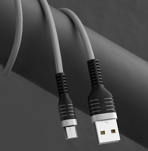 爆款【2件裝】雙色數據線適用於TYPE-C 快充加長編織充電線（TYPE-C接口-1米 灰色【編紗款】）