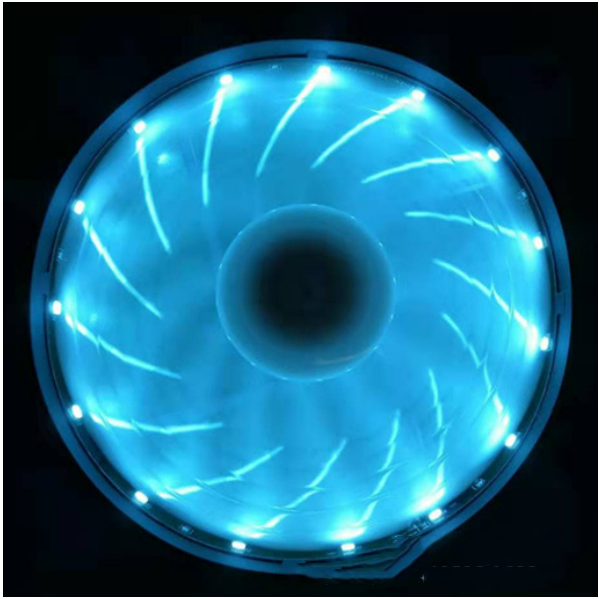 15LED 12CM computer case cooling fan (ice blue 4P interface)