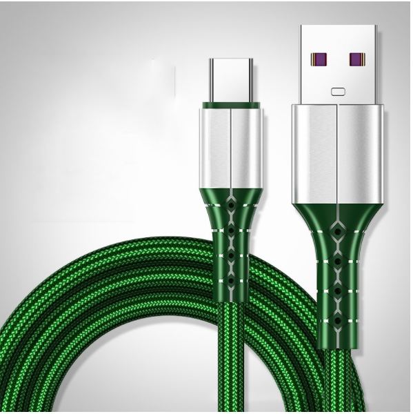 爆款尼龍編織快充5A充電數據線【安卓接口Android-0.3米（ 綠色）】