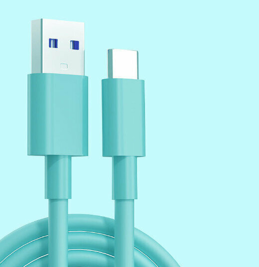 熱賣5A超級快充數據線手機充電線（TYPE-C 1.5米【扁圓接口】藍色）