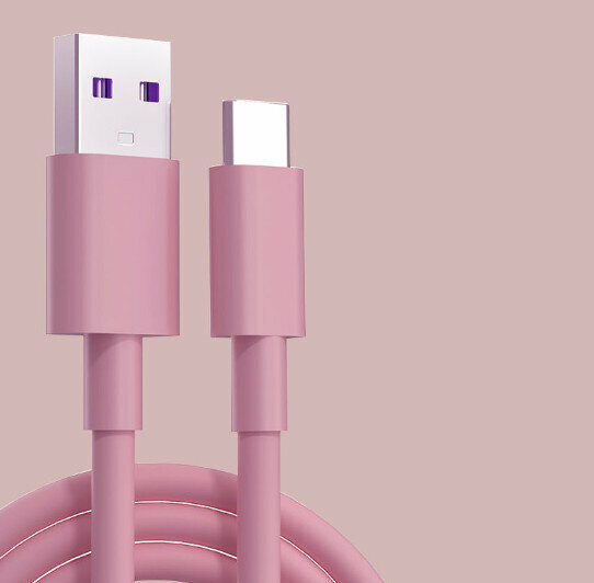 新款5A超級快充數據線手機充電線（TYPE-C 1.5米【扁圓接口】粉色）