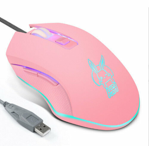 USB-C silent colorful hair smooth mouse (HMO-17) mouse gaming mouse-pink USB interface