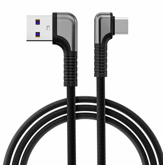 新款雙彎頭數據線適用於TYPE-C 5A快速充電線（TYPE-C接口-1米 黑色）