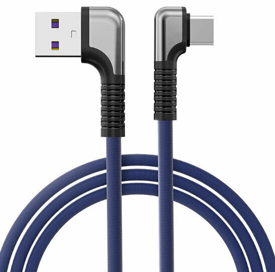 新款雙彎頭數據線適用於TYPE-C 5A快速充電線（TYPE-C接口-1米 藍色）