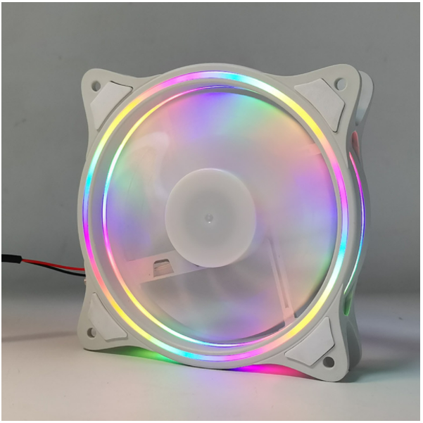 White three-ring 5VUSB interface 12CM computer case cooling fan (white three-ring USB rainbow fan)