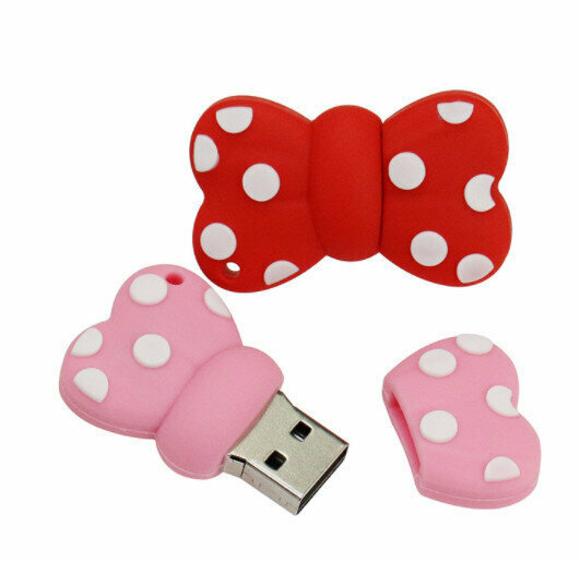 [Pack of 2, 32GB] Cute silicone USB flash drive with bow [Contact customer service to confirm the color after placing the order]