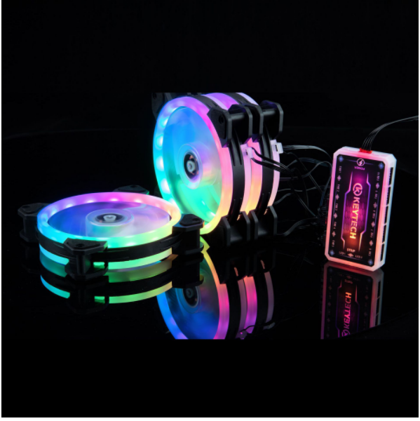 12CM RGB dual aperture 2nd generation chassis cooling fan (5 fans + one set of controller)