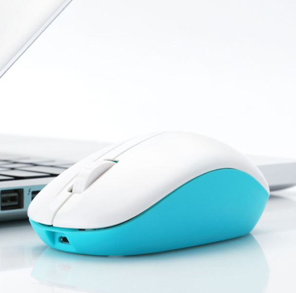Rechargeable wireless silent mouse (Q8 rechargeable white and blue)