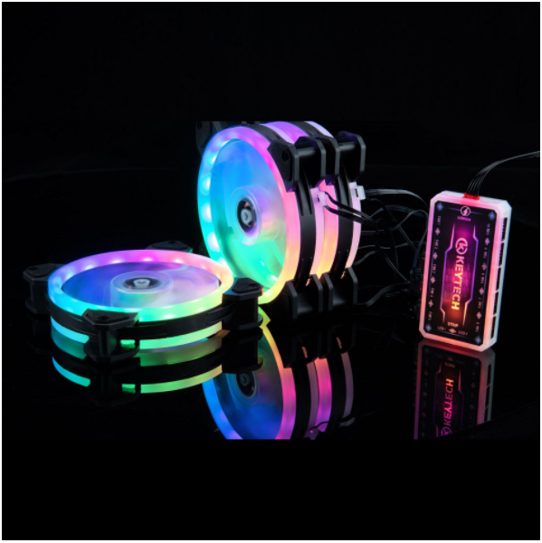 12CM RGB dual aperture 2nd generation chassis cooling fan (7 fans + one set of controller)