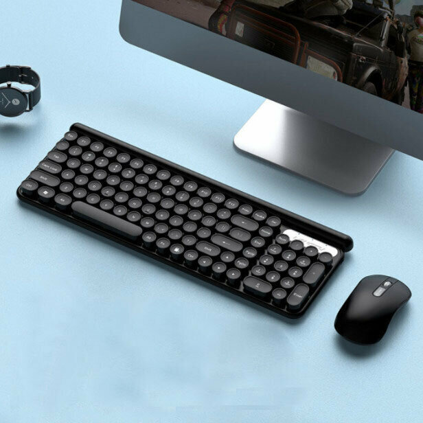 【Battery Version】Spill-proof Gaming Office Silent Computer Keyboard (LT400 Black Wireless Kit)