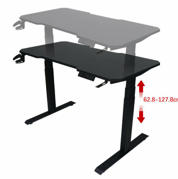 Electric Height-Adjustable Gaming Desk [Basic - Black (Dual Motor 3 Sections) 180*60*(62.8-127.8) cm]