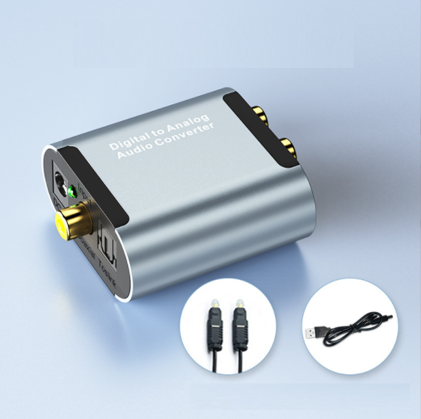 激抵Digital to analog audio converter數位光纖類比音訊 同軸轉換器（光纖+USB線）