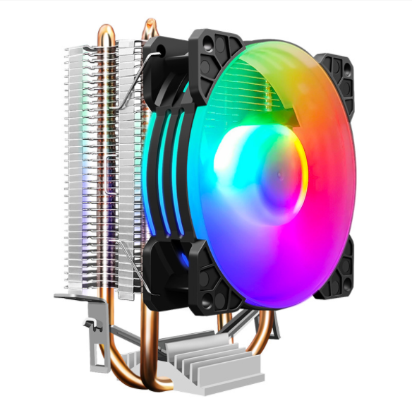 COOLMOON P2 Dual Copper Tube CPU Fan Desktop Luminous Silent AMD Air Cooled CPU Cooler (Frost P2 Magic Moon Edition [Single Fan])