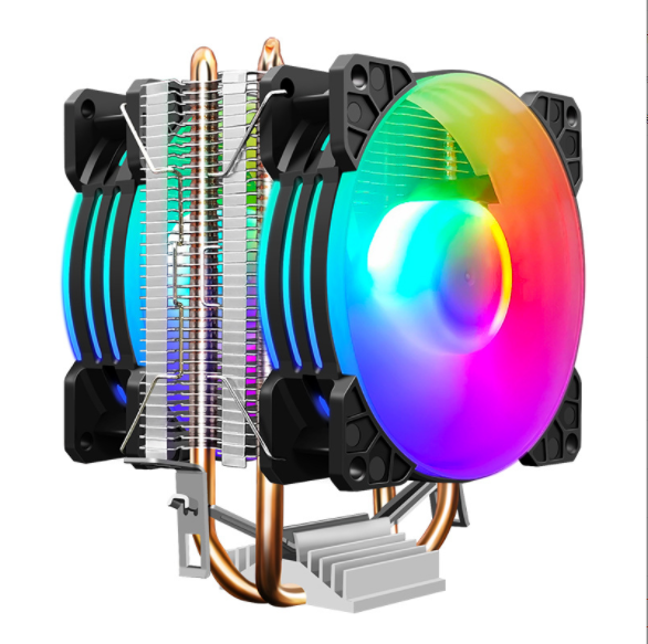 COOLMOON P2 Dual Copper Tube CPU Fan Desktop Luminous Silent AMD Air Cooled CPU Cooler (Frost P22 Magic Moon Edition [Dual Fan])