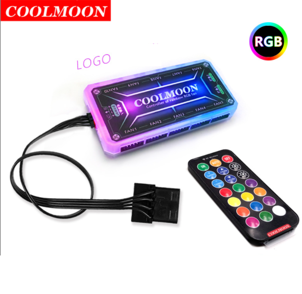 COOLMOON RGB Fan 12cm Case Fan Interior Illuminated Silent Desktop Cooling Fan (Standard Controller)