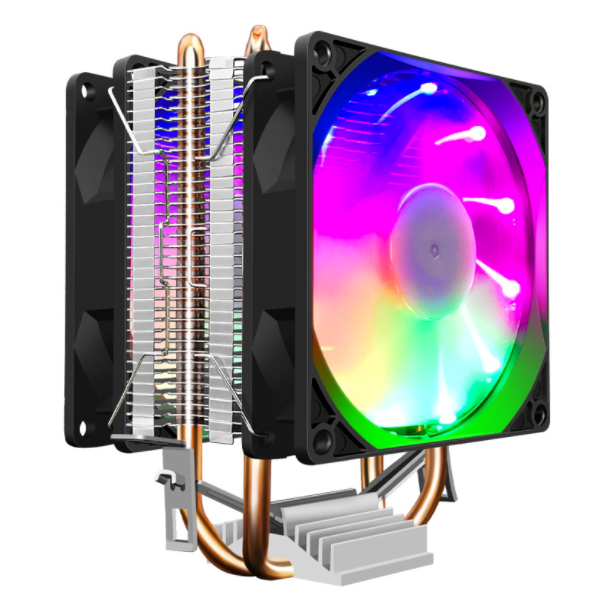 COOLMOON P2 Dual Copper Tube CPU Fan Desktop Computer Luminous Silent AMD Air Cooled CPU Cooler (Frost P2 Streamer Edition【Dual Fan】)
