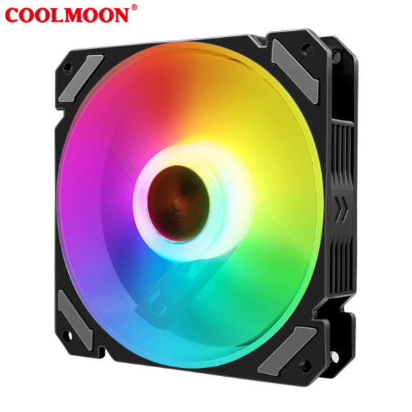 COOLMOON RGB Fan 12cm Chassis Fan Silent Desktop Cooling Fan (Silent Moon RGB Fan [For Controller])