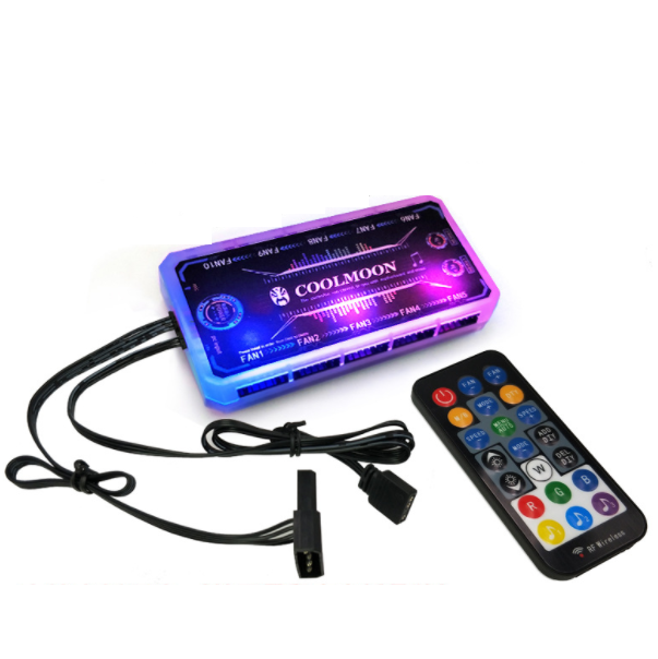 COOLMOON RGB Fan 12cm Case Fan Luminous Silent Desktop Cooling Fan (Music + ARGB Motherboard Sync Controller)