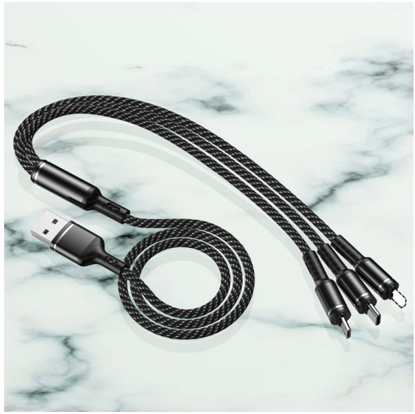 3A multi-head 3-in-1 mobile phone data cable (Long Xuan 1-3 black)#