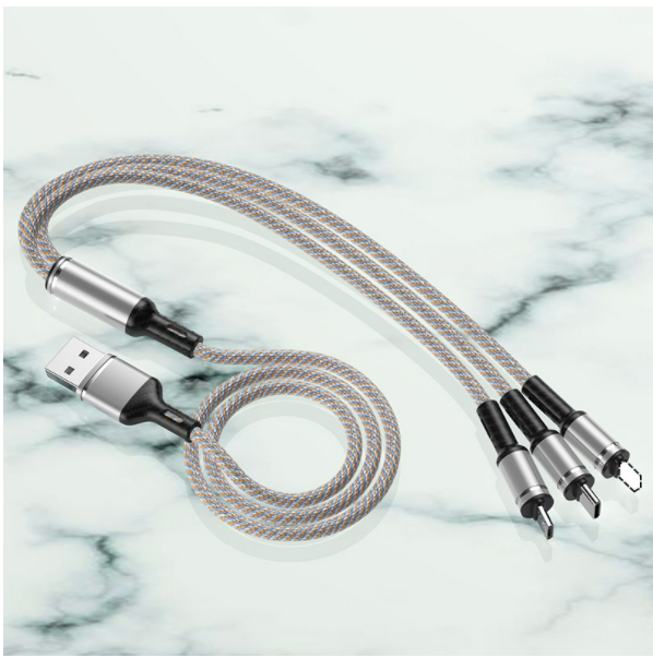 3A multi-head three-in-one mobile phone data cable (Long Xuan one drag three gray)