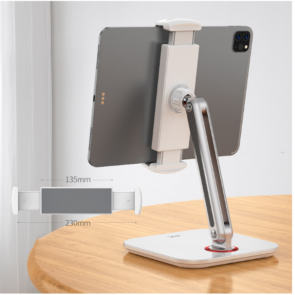 Swivel aluminum-bonded metal base mobile phone tablet pad bracket [(white) 13-inch inner tablet/mobile phone universal]