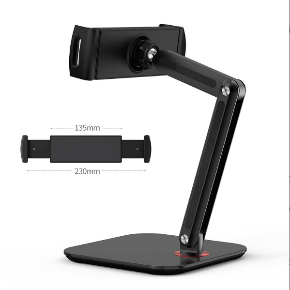 Swivel aluminum-bonded metal base mobile phone tablet pad bracket [(black) (long arm version) 5-13 inch tablet/mobile phone universal]