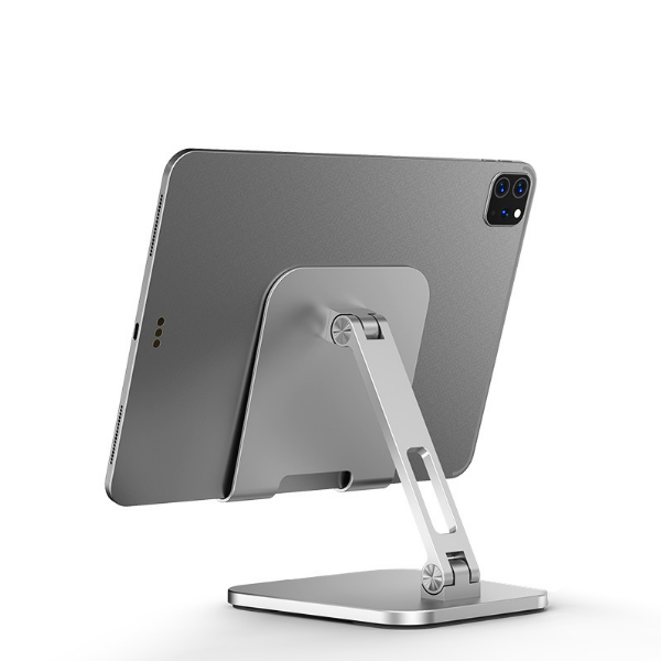 Metal foldable desktop mobile phone pad tablet holder (large/Aurora silver [13-inch mobile phone and tablet general])