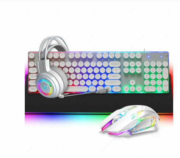 Punk keyboard and mouse set, headphones, keyboard and mouse four-piece set
