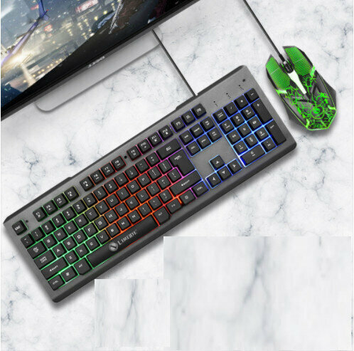 Wired Suspension Installation Machine Distribution Metal Iron Plate Keyboard and Mouse Set (T23 Metal Panel Keyboard and Mouse Set Black)