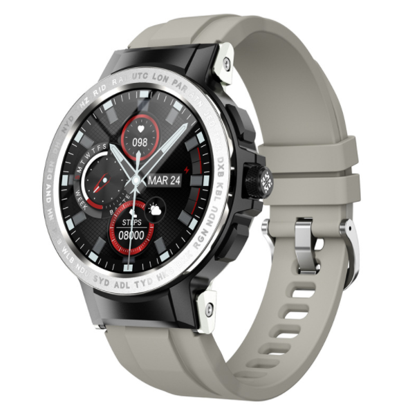 E19 Smart Watch Bluetooth Blood Oxygen Watch Heart Rate and Blood Pressure 24 Sports Modes (Silver Gray)