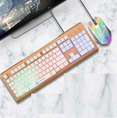 Wired Suspension Installation Machine Distribution Metal Iron Plate Keyboard and Mouse Set (T23 Metal Panel Keyboard and Mouse Set White)