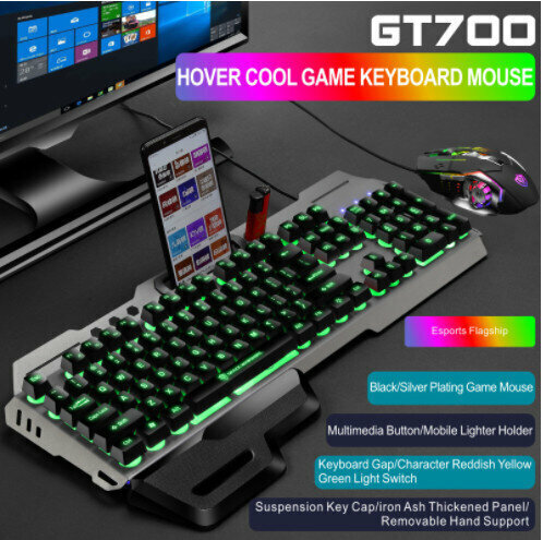 Wired Illuminated Keyboard and Mouse Combo (GT700 Black Tricolor Character Gap Illuminated Keyboard + Hot Wheels Gaming Mouse)