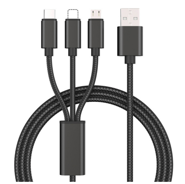 One-in-three fast charging data cable (one-in-three 1.2m black)#