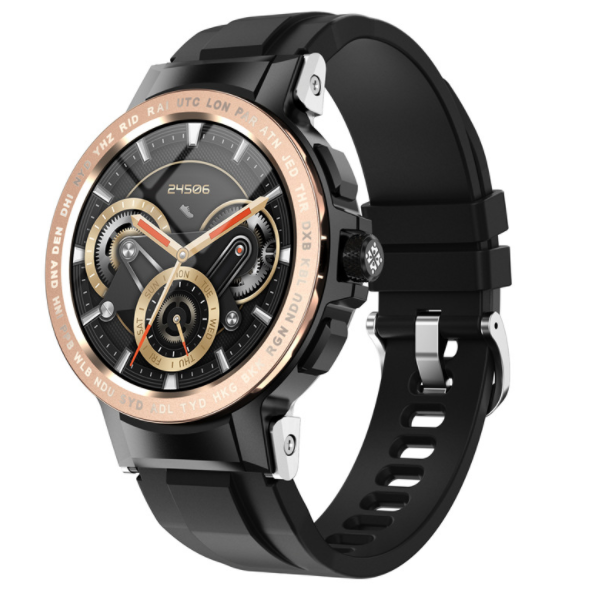 E19 Smart Watch Bluetooth Blood Oxygen Watch Heart Rate Blood Pressure Men's Sports Bracelet (Black Gold)