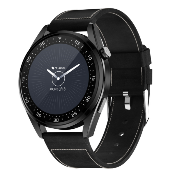 E20PRO Bluetooth Call Watch Heart Rate, Blood Pressure, Blood Oxygen Monitoring, Multi-sport Mode Bracelet (Black Leather)