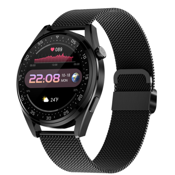 E20PRO Bluetooth Call Watch Heart Rate, Blood Pressure, Blood Oxygen Monitoring, Multi Sports Mode Bracelet (Milan Black)