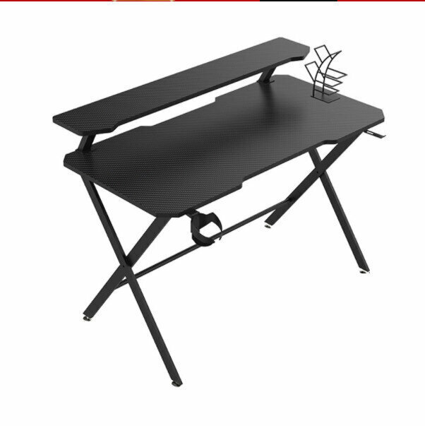 Desktop Double-decker Gaming Table[Double-Decker Deluxe-Black(140*60*75cm)]
