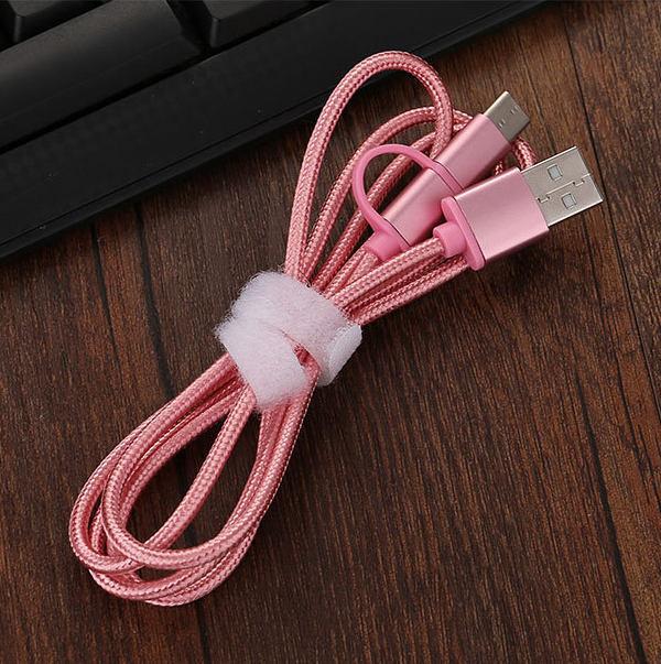 2-in-1 data cable Android Type-C 2-in-1 data cable (rose gold)