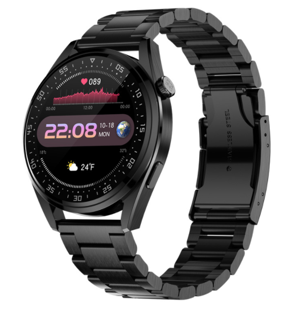 E20PRO Bluetooth Call Watch Heart Rate, Blood Pressure, Blood Oxygen Monitoring, Multi-sport Mode Bracelet (Sanzhu Steel-Black)
