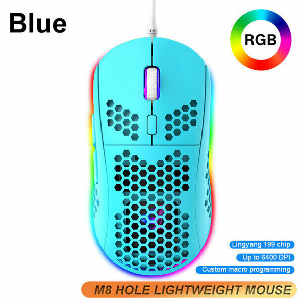 Wired Gaming Optical Mouse - M8 Hole - Blue