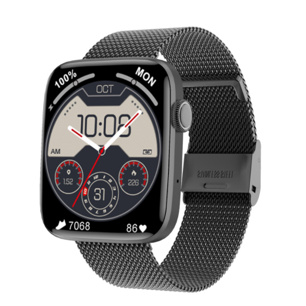 DT1 Bluetooth Call Smart Watch 1.8 Inch Large Screen GPS Sports Track Female Assistant Bracelet (Milan Black)