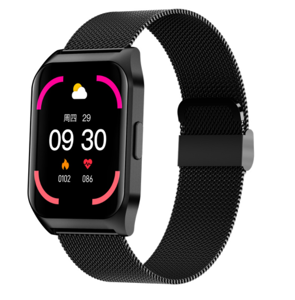 E17 Bluetooth Call Watch Heart Rate, Blood Pressure, Blood Oxygen Detection, GPS Silicone Sports Mode Bracelet (Milan Black)