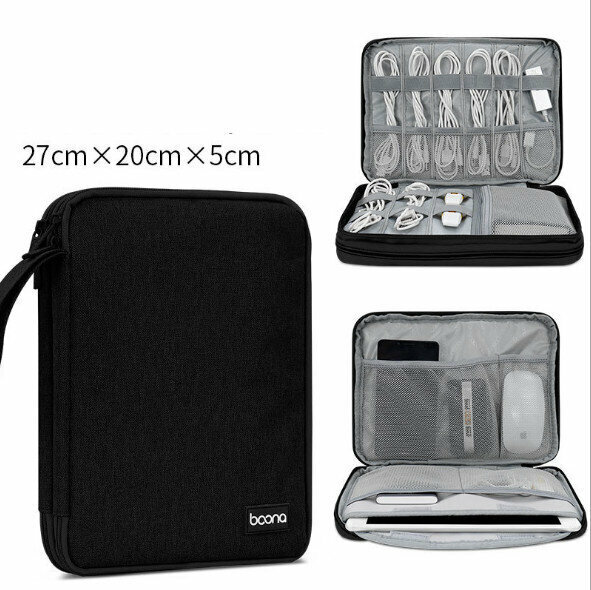 Data cable storage bagHard disk, USB flash drive, headphone cable, storage bag, ipad air/mini digital case (black)